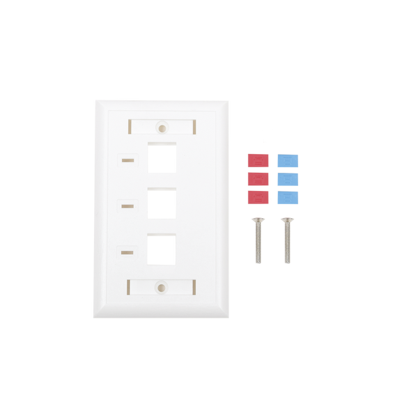 Linkedpro LP-FP-23 Face Plate, 3 Output Ports, with Space for Label - White