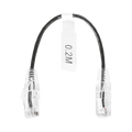 Linkedpro LP-UT6-020-BK28 Slim Patch Cord UTP Cat6 - 0.65 ft (20 cm) Black, Reduced Diameter (28 AWG)