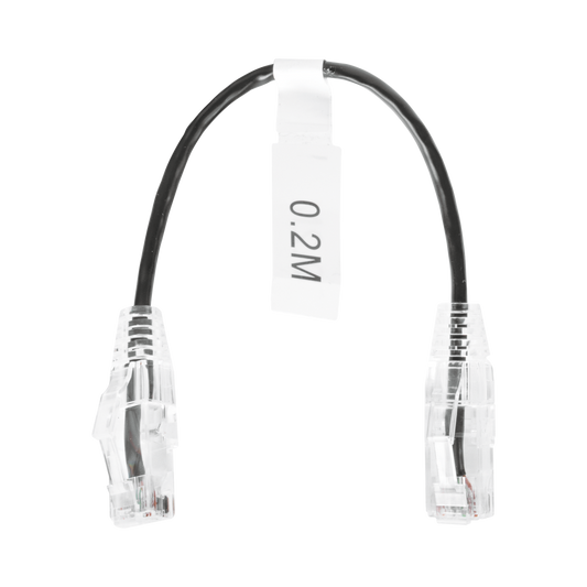 Linkedpro LP-UT6-020-BK28 Slim Patch Cord UTP Cat6 - 0.65 ft (20 cm) Black, Reduced Diameter (28 AWG)