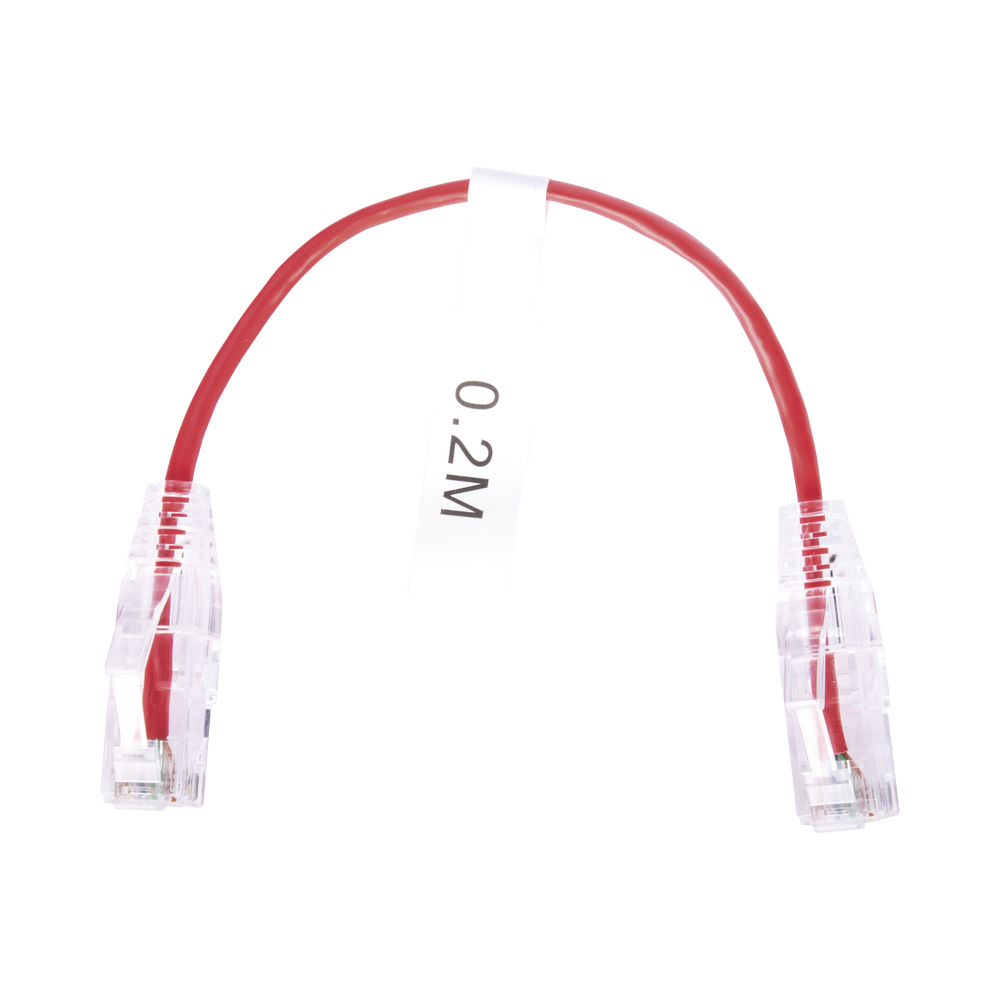Linkedpro LP-UT6-020-RD28 Slim Patch Cord UTP Cat6 - 0.65 ft (20 cm) Red, Reduced Diameter (28 AWG)