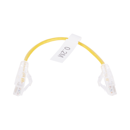 Linkedpro LP-UT6-020-YE28 Slim Patch Cord UTP Cat6 - 0.65 ft (20 cm) Yellow, Reduced Diameter (28 AWG)