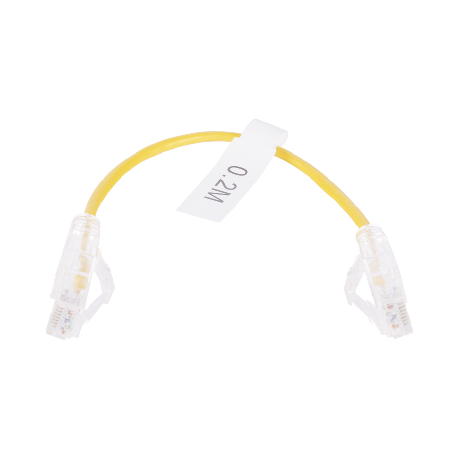 Linkedpro LP-UT6-020-YE28 Slim Patch Cord UTP Cat6 - 0.65 ft (20 cm) Yellow, Reduced Diameter (28 AWG)