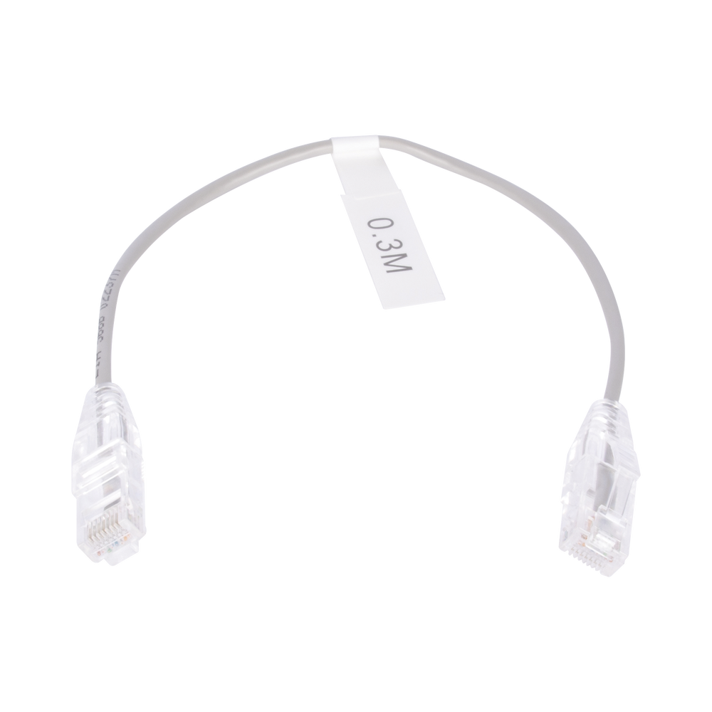 Linkedpro LP-UT6-030-GY28 Slim Patch Cord UTP Cat6 - 0.98 ft (30 cm) Gray, Reduced Diameter (28 AWG)