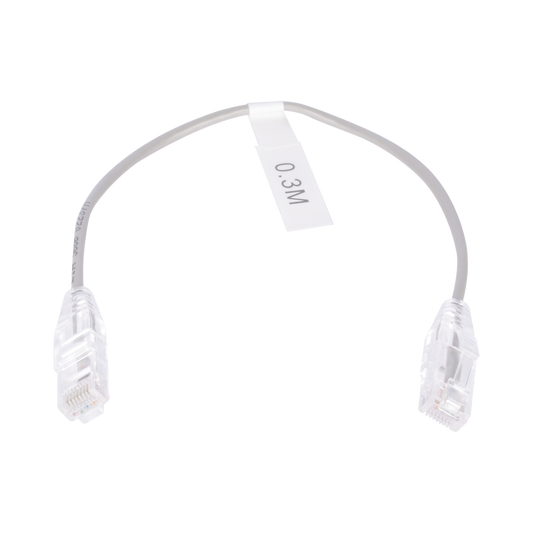 Linkedpro LP-UT6-030-GY28 Slim Patch Cord UTP Cat6 - 0.98 ft (30 cm) Gray, Reduced Diameter (28 AWG)