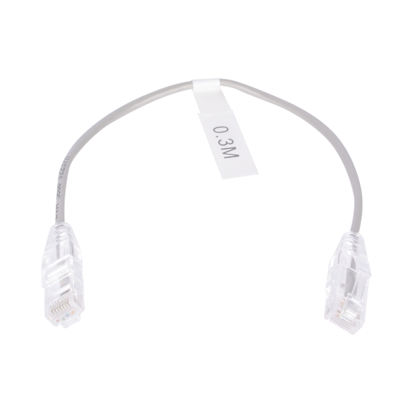 Linkedpro LP-UT6-030-GY28 Slim Patch Cord UTP Cat6 - 0.98 ft (30 cm) Gray, Reduced Diameter (28 AWG)