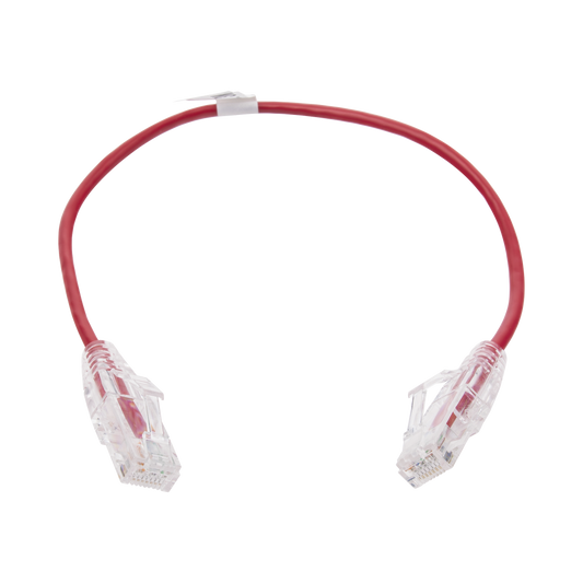 Linkedpro LP-UT6-030-RD28 Slim Patch Cord UTP Cat6 - 0.98 ft (30 cm) Red, Reduced Diameter (28 AWG)