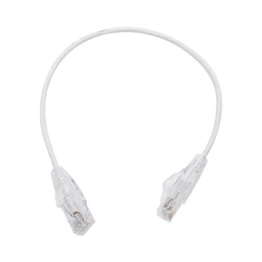 Linkedpro LP-UT6-030-WH28 Slim Patch Cord UTP Cat6 - 0.98 ft (30 cm) White, Reduced Diameter (28 AWG)
