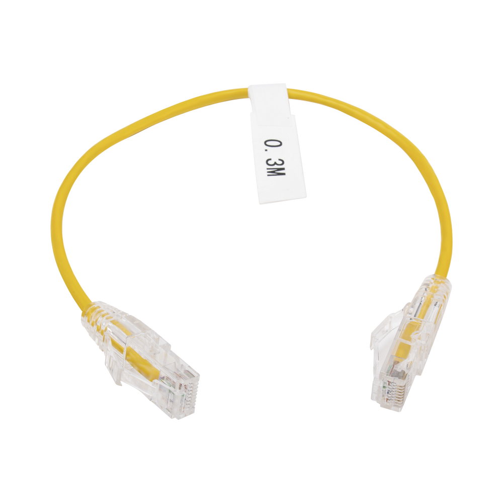 Linkedpro LP-UT6-030-YE28 Slim Patch Cord UTP Cat6 - 0.98 ft (30 cm) Yellow, Reduced Diameter (28 AWG)