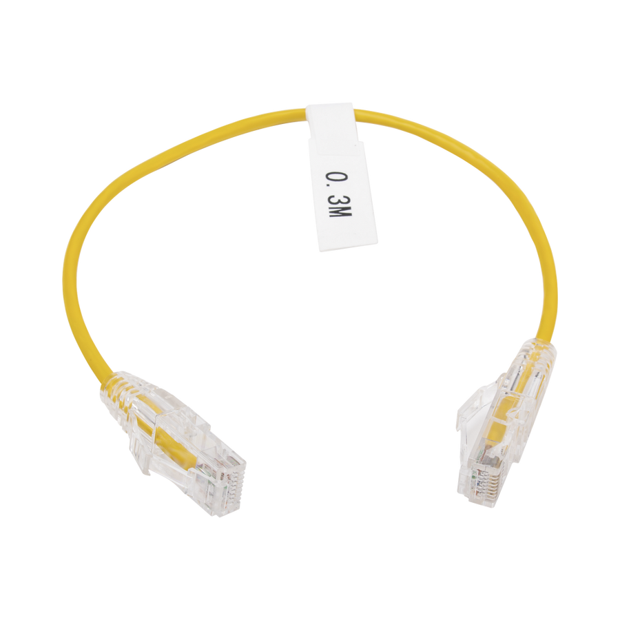 Linkedpro LP-UT6-030-YE28 Slim Patch Cord UTP Cat6 - 0.98 ft (30 cm) Yellow, Reduced Diameter (28 AWG)