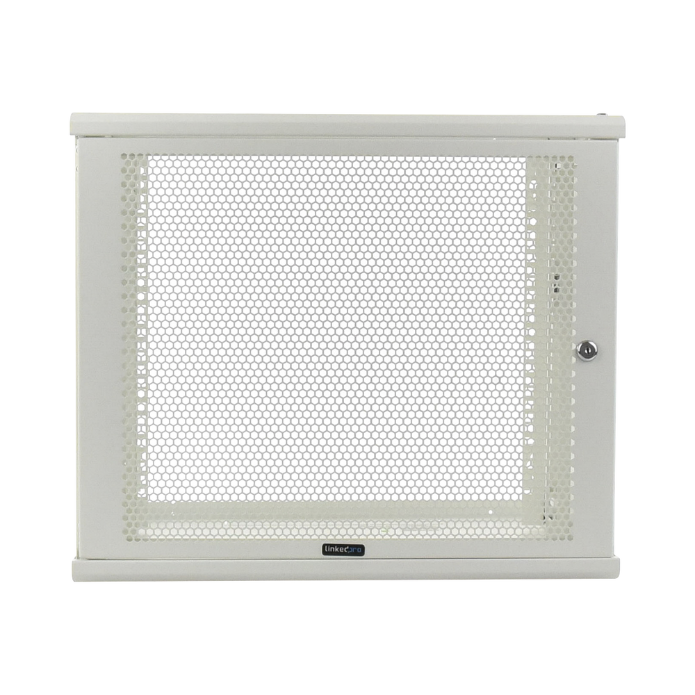 Linkedpro LW-06-05-09-UW Wall Mount Enclosure, 19in, Perforated Door, 9 RU, 380 mm Work Depth, White. SHIPPED ASSEMBLED.