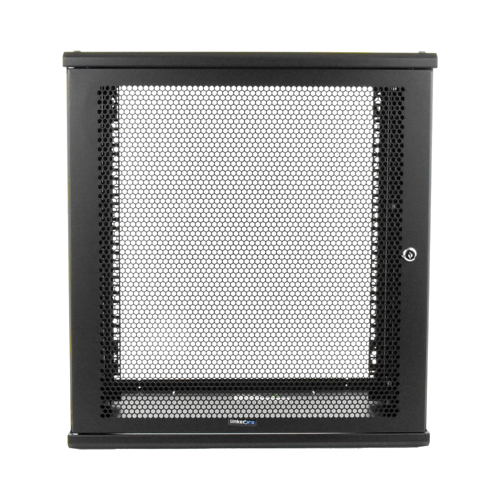 Linkedpro LW-06-05-12-UB Wall Mount Enclosure, 19in, Perforated Door, 12 RU, 13.15 in (334 mm) Work Depth, Black. Shipped ASSEMBLED