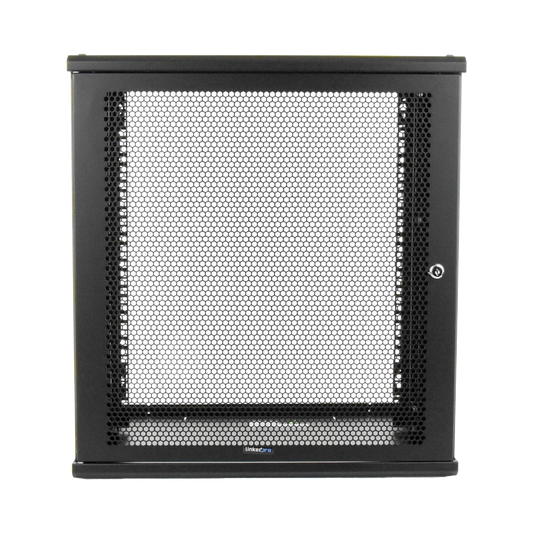 Linkedpro LW-06-05-12-UB Wall Mount Enclosure, 19in, Perforated Door, 12 RU, 13.15 in (334 mm) Work Depth, Black. Shipped ASSEMBLED