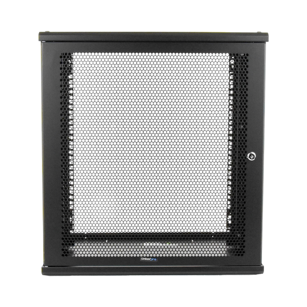 Linkedpro LW-06-05-12-UB Wall Mount Enclosure, 19in, Perforated Door, 12 RU, 13.15 in (334 mm) Work Depth, Black. Shipped ASSEMBLED