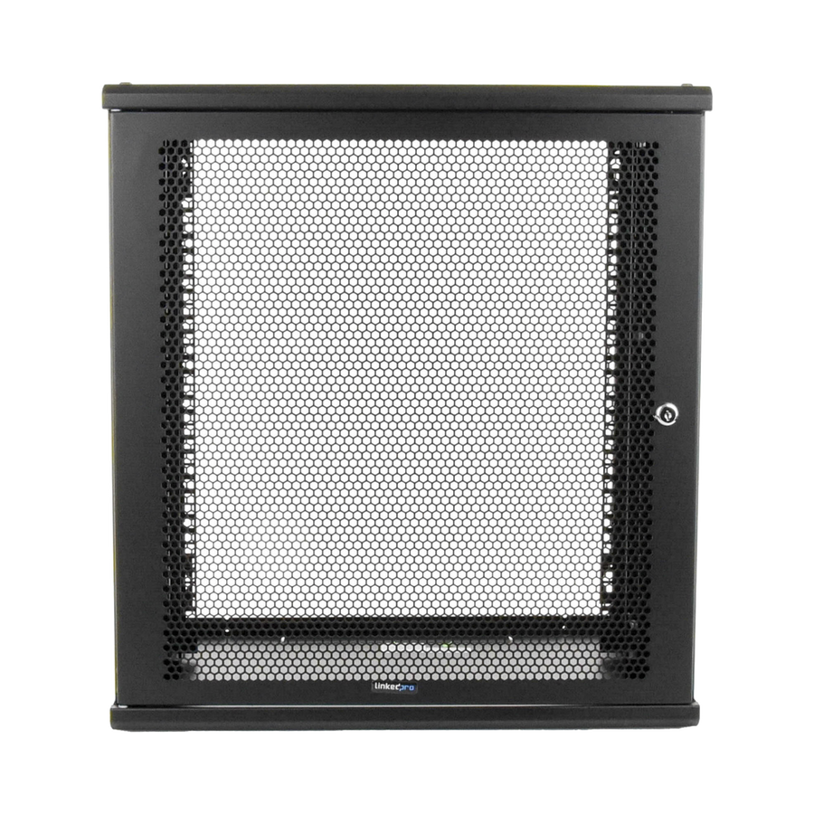 Linkedpro LW-06-05-12-UB Wall Mount Enclosure, 19in, Perforated Door, 12 RU, 13.15 in (334 mm) Work Depth, Black. Shipped ASSEMBLED