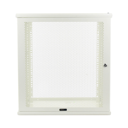 Linkedpro LW-06-05-12-UW Wall Mount Enclosure, 19in, Perforated Door, 12 RU, 13.15 in (334 mm) Work Depth, White. Shipped fully ASSEMBLED.