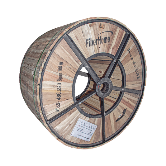 Linkedpro By Fiberhome LPOC-ADSS-48C-S100/4KM 13,000 ft / 4 km ADSS Aerial Fiber Optic Cable Drum / G.652D Single-Mode, 48 Fibers, Outdoor Black Jacket, 328 ft (100 m) Span Rating