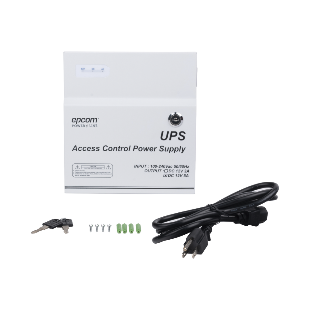 Epcom Powerline PL12DC5ABK 11 - 15 Vdc @ 5A Power Supply 1 Output / With Backup Battery Capacity / Requires Battery / Integrated Timer / Input Voltage: 96-264 VAC