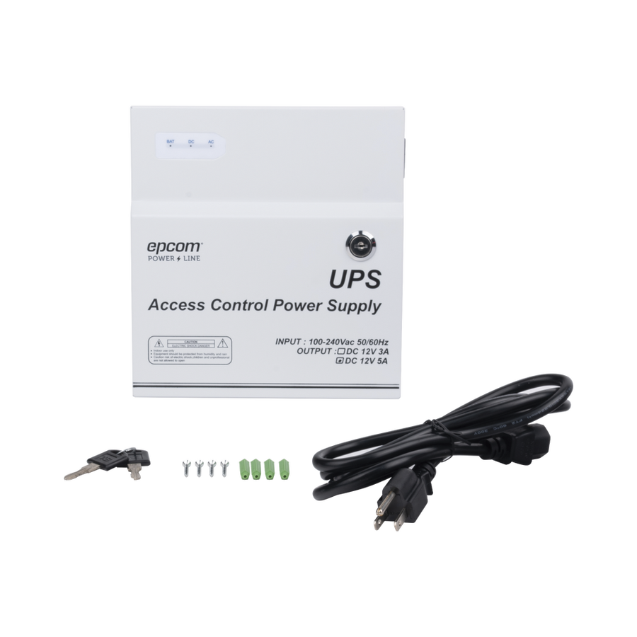 Epcom Powerline PL12DC5ABK 11 - 15 Vdc @ 5A Power Supply 1 Output / With Backup Battery Capacity / Requires Battery / Integrated Timer / Input Voltage: 96-264 VAC