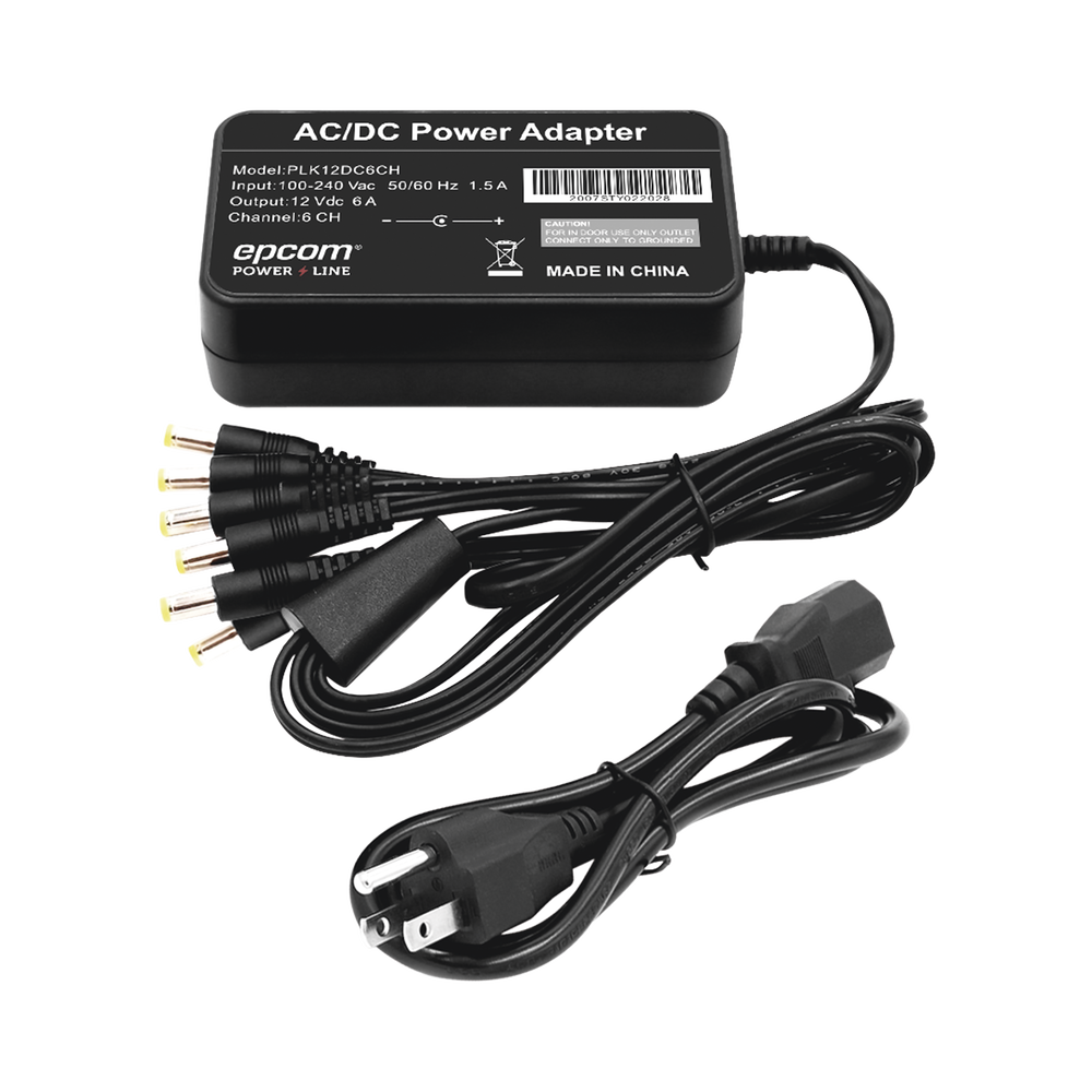 Epcom Powerline PLK12DC6CH 12 VDC 6 Amp Power Supply / With 6 Outputs Male Power Plug