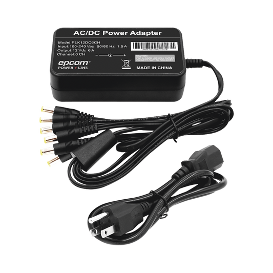 Epcom Powerline PLK12DC6CH 12 VDC 6 Amp Power Supply / With 6 Outputs Male Power Plug
