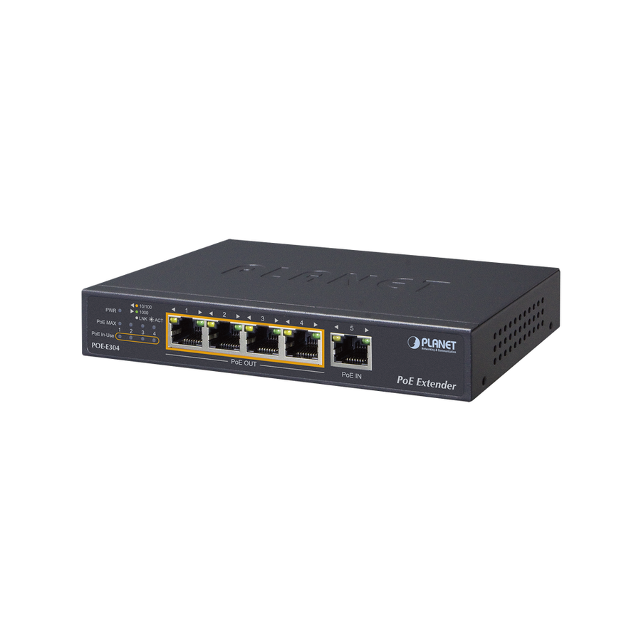 Planet POE-E304 65 Watt Ultra PoE Extender With 4 Gigabit Output Ports 802.3 af / at