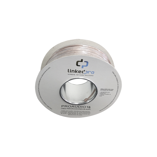 Linkedpro PROAUDIO16 Professional Grade Audio Cable, Gauge 16/2 Wires, Type CCA, Ideal for Speakers and Microphones, Reel 500 ft (150 m) Transparent