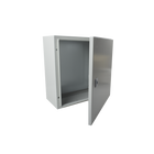 Precision PST-4040-20A Single Door Wall Mount Enclosure (15.75 x 15.75 x 7.87 in) and Metal Backplate for equipment assembly.