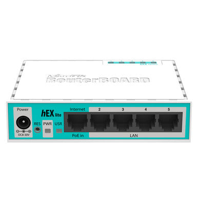 MikroTik RB750r2 hEX Lite 5-Port Fast Ethernet Router with RouterOS Level 4