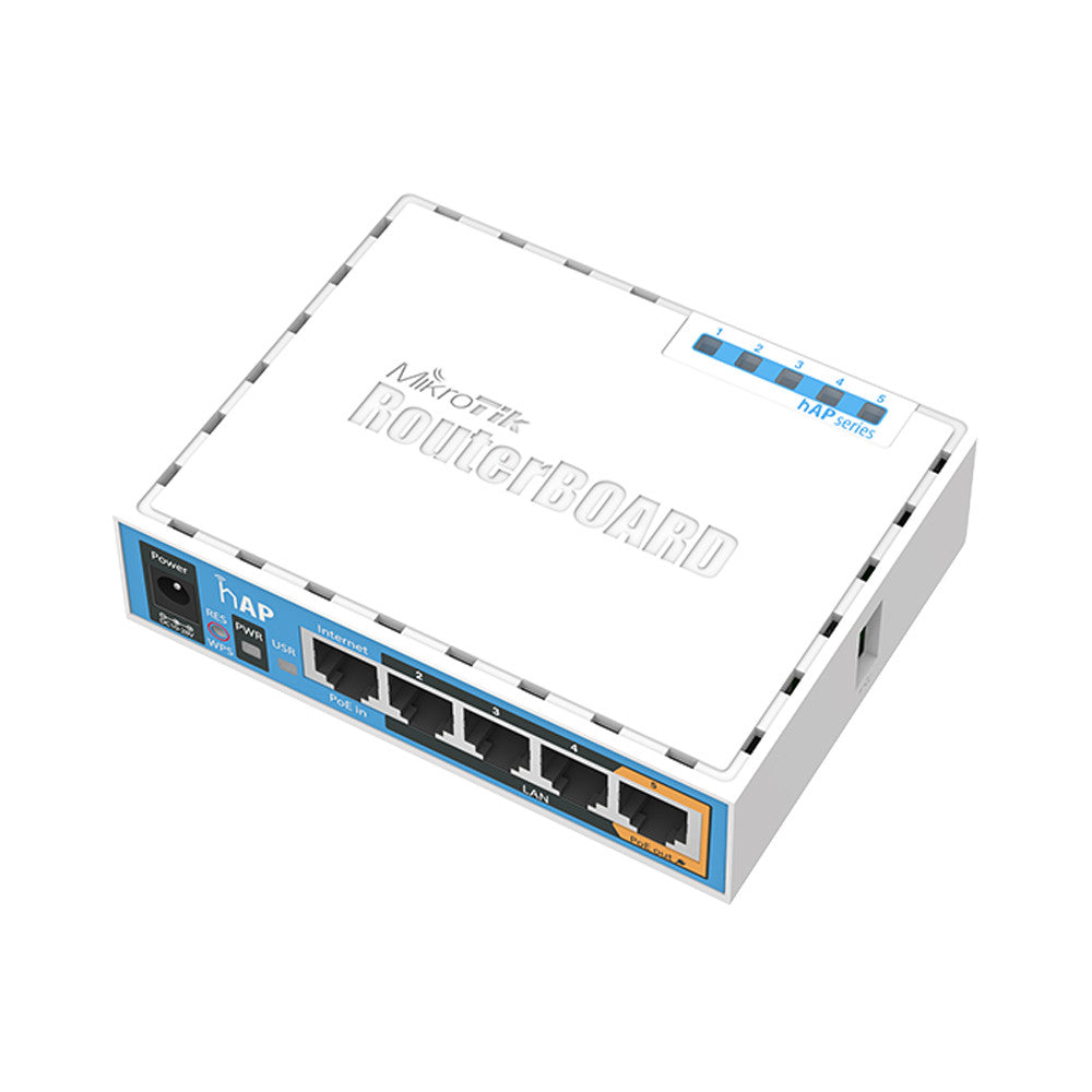 Mikrotik RB951Ui-2nD hAP Access Point 5x 10/100 Ethernet Ports 2.4GHz Dual-Chain Wi-Fi Passive PoE USB Port