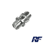 RF Industries RFN-1023 Double N Female Bulkhead Adapter, front Mount with Double D Flat and Silver Plated Body