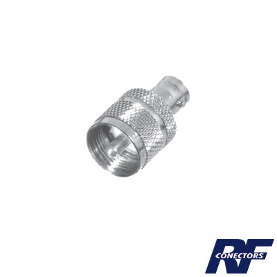 RF Industries RFB-1137 Straight 50 Ohm Adapter from BNC Female to UHF Male (PL-259) Connectors, Nickel/ Silver/ Delrin.