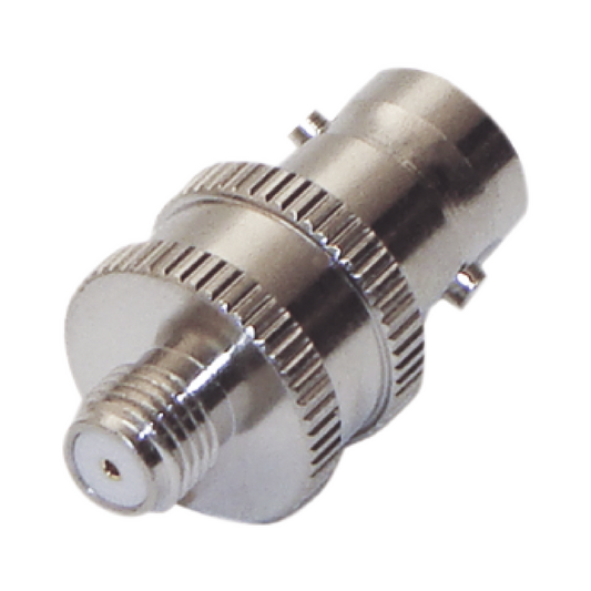 RF Industries RFB-1142-4 Adapter on Line from BNC Female Connector to SMA Short Female Connector for Cellular Motorola, Nickel/ Gold/ PTFE.