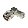 RF Industries RFN-1012-1 Right Angle Adapter from N Male to N Female Connector, Silver/ Gold/ PTFE.