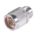 RF Industries RFN-1035-1 Straight Adapter from N Male to UHF Female (SO-239) Connector, Silver/ Gold/ PTFE.