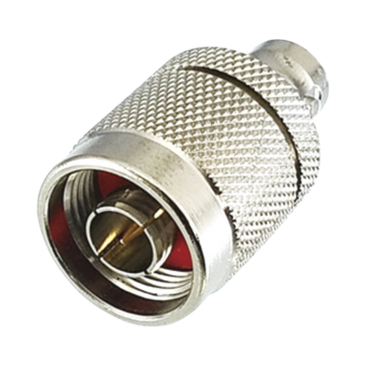 RF Industries RFN-1037-1 Straight Adapter from N Male to BNC Female Connector, Silver/ Gold/ PTFE.