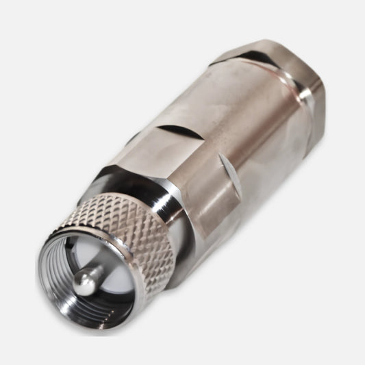 RF Industries RFU-502-H1 UHF Male Connector (PL-259) by RF Industries for 1/2" HELIAX Cable LDF4-50A, White Bronze/ Silver/ PTFE.