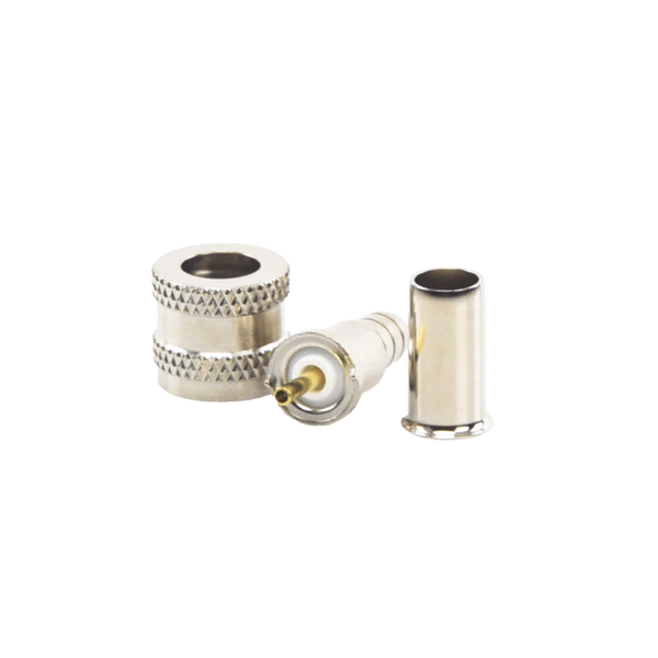 RF Industries RFU-600-1 Mini UHF Male Connector, 50 Ohm, to crimp on RG-58/U, RG-142/U cables, Nickel / Gold / PTFE.