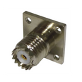 RF Industries RFU-603 Panel Mount Mini UHF Female Connector, 4 Hole Flange at 13 mm, Nickel/ Gold/ PTFE.