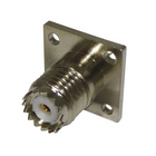 RF Industries RFU-603 Panel Mount Mini UHF Female Connector, 4 Hole Flange at 13 mm, Nickel/ Gold/ PTFE.