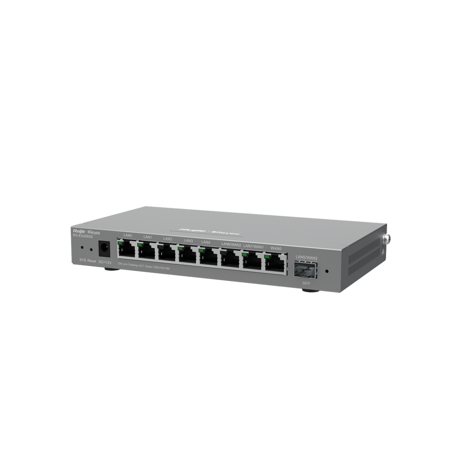 Reyee RG-EG209GS(US) 9-Port Gigabit Cloud Managed SFP Router, 8 Gigabit Ports, 1 SFP, Up To 200 Simultaneous Users, Intelligent Load Balancing and Link Redundancy Between Multiple WAN Ports