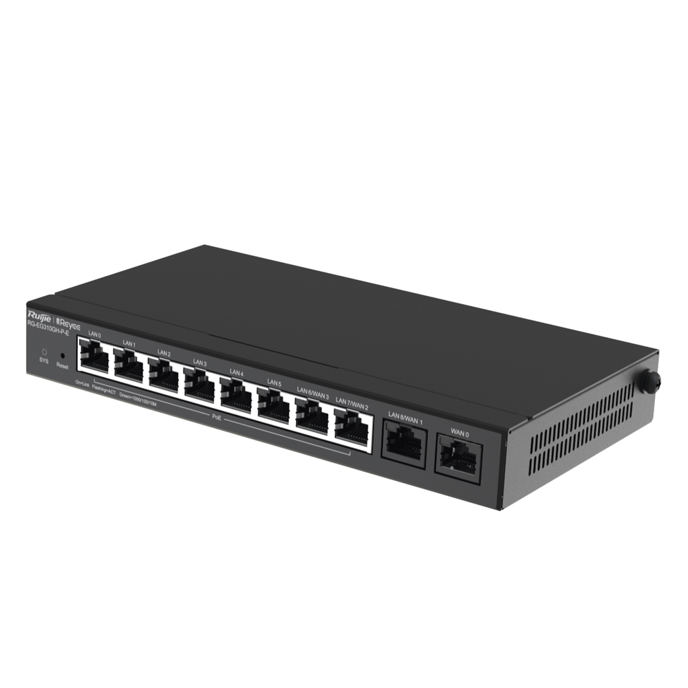 Reyee RG-EG310GH-P-E(US) 10-Port High-Performance Cloud Managed PoE Router, 1.5 Gbps Throughput, Multi-WAN, Intelligent Load Balancing, High-Performance VPN Ideal for Office Networks
