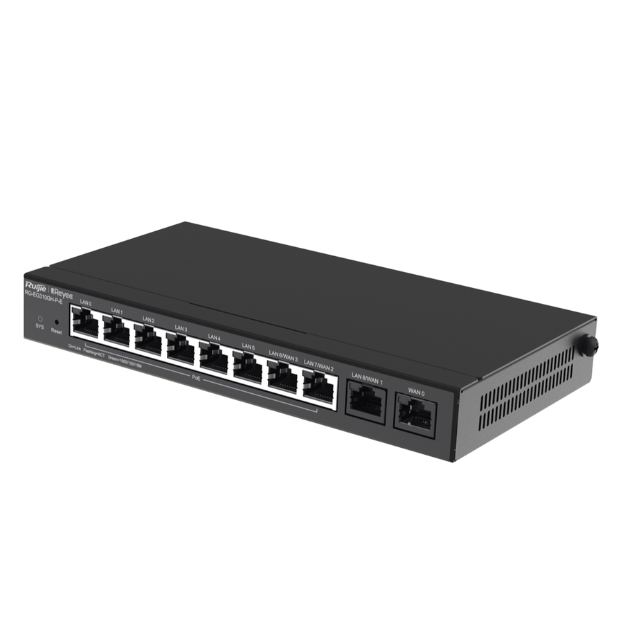 Reyee RG-EG310GH-P-E(US) 10-Port High-Performance Cloud Managed PoE Router, 1.5 Gbps Throughput, Multi-WAN, Intelligent Load Balancing, High-Performance VPN Ideal for Office Networks