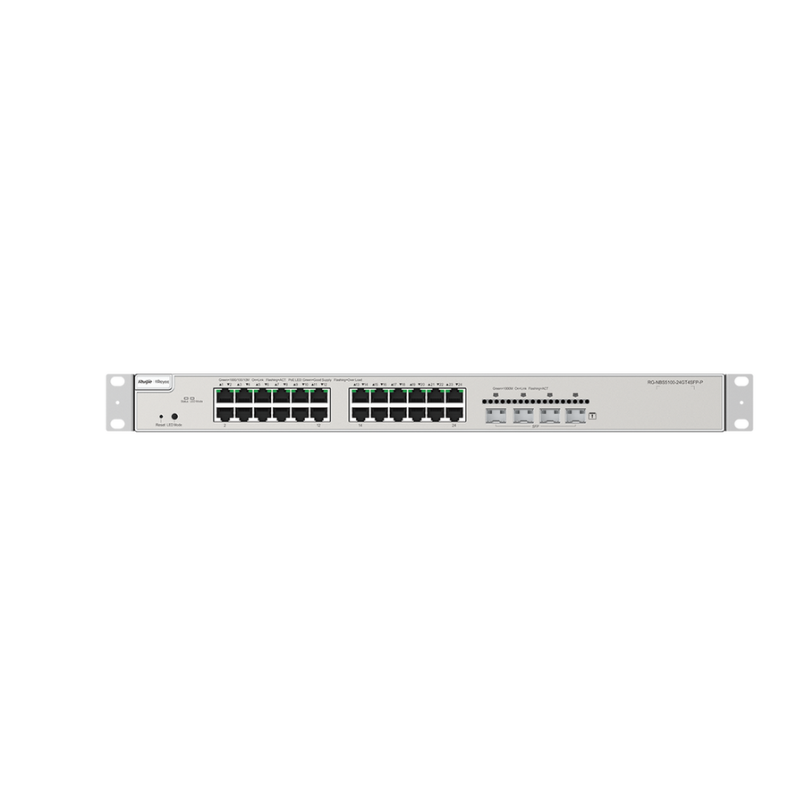 Reyee RG-NBS5200-24GT4XS-P(US) Layer 3 PoE Switch With 24 Gigabit Ports And 4 SFP+ Uplinks, Enterprise-Grade Performance And Advanced Security To Protect Your Network, With Free Management Via Ruijie Cloud
