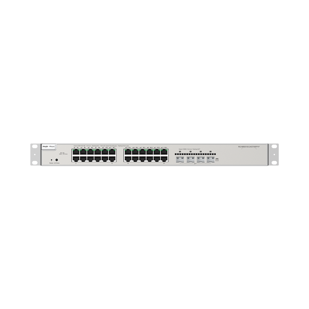 Reyee RG-NBS5200-24GT4XS(US) 24-Port Gigabit Layer 3 Non-PoE Switch With 4 SFP+ Uplinks, The Enterprise-Class Quality Ensures High Performance and Delivers Exceptional Network Efficiency and Reliability, Advanced Security Policies Ensure Robust