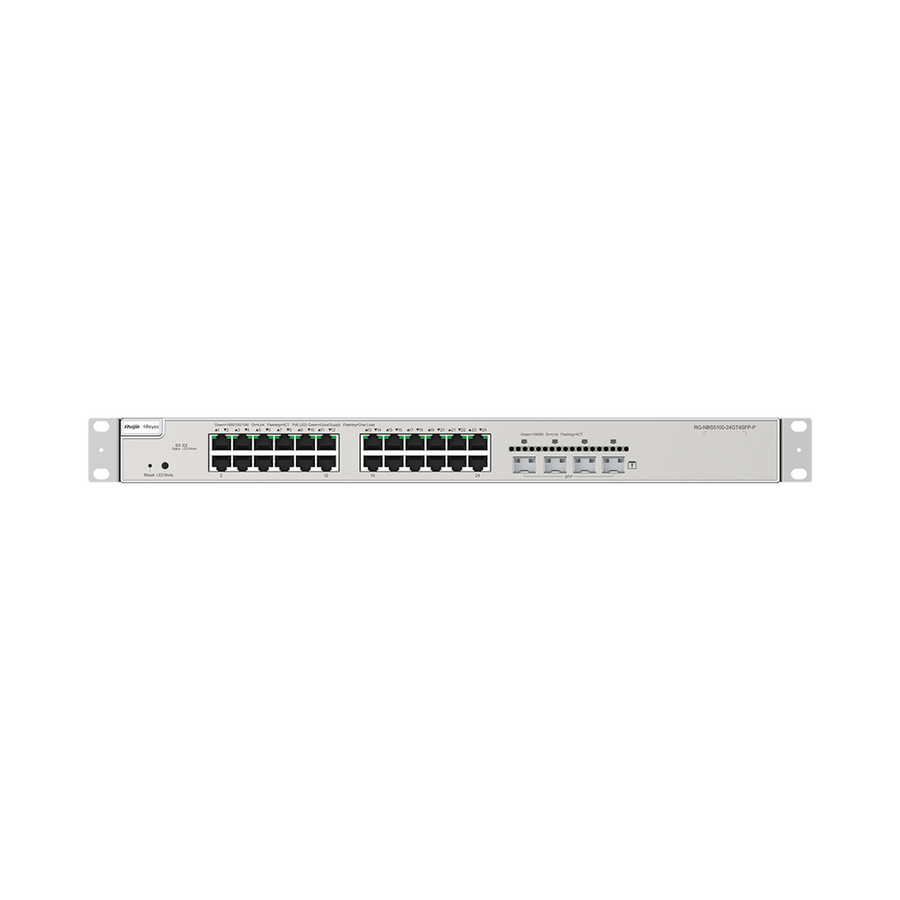 Reyee RG-NBS5200-24GT4XS(US) 24-Port Gigabit Layer 3 Non-PoE Switch With 4 SFP+ Uplinks, The Enterprise-Class Quality Ensures High Performance and Delivers Exceptional Network Efficiency and Reliability, Advanced Security Policies Ensure Robust