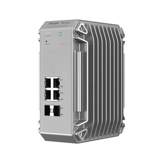 Reyee RG-NIS3100-4GT2SFP-HP(US) True Industrial-Grade Switch Specially Designed for Harsh Environments, 6-Port Gigabit Managed Switch with 4 PoE+ Ports, 2 SFP Uplink Ports