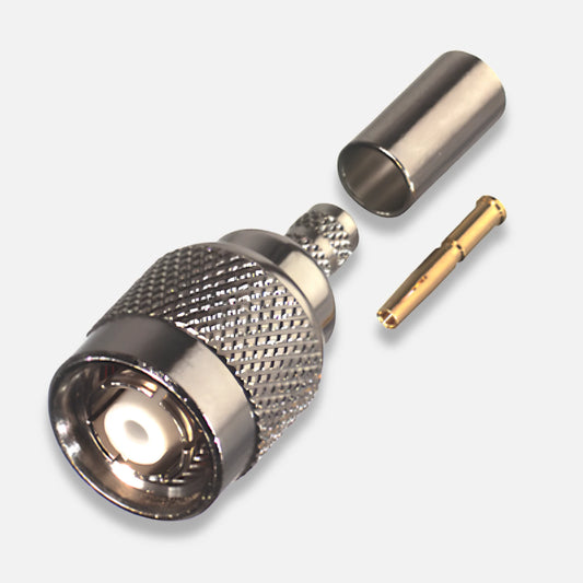 RF Industries RP-1202-C1 Reverse Polarity TNC Male Connector to Crimp on RG-142/U Cable, Nickel/ Gold/ PTFE.