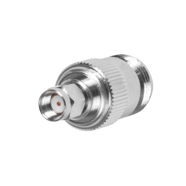 RF Industries RP-3452 Straight Adaptor, from Reverse Polarity SMA Male to N Female Connector, Nickel/ Gold/ PTFE.