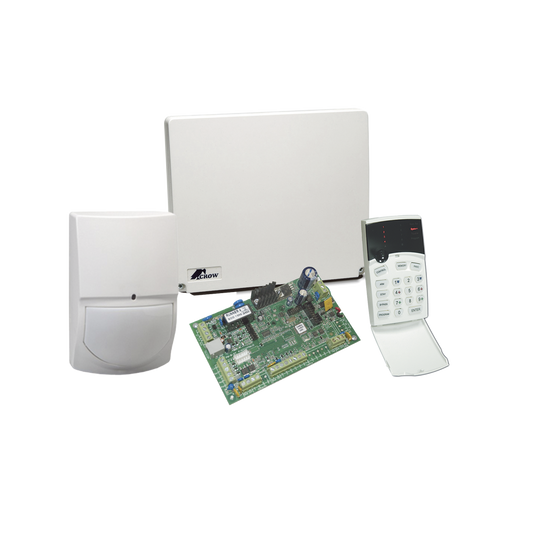 Crow RUNNER4/8 Residential/Commercial Hybrid Alarm Panel 4 to 8 Zones, Wireless Zone Support, Supplied with LEDs Keypad and a Digital Motion Detectors SWANQUAD