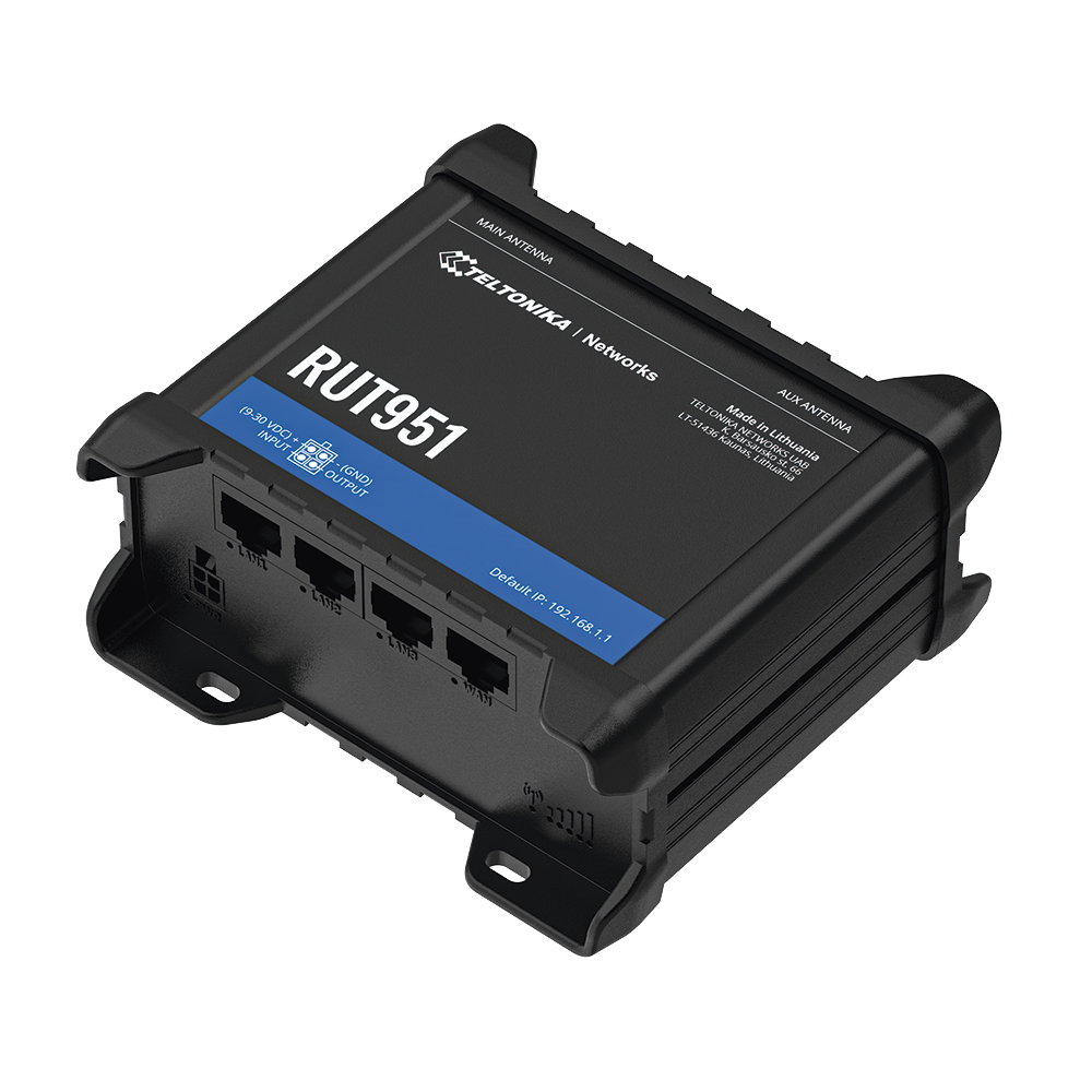 Teltonika RUT241 Industrial 4G Cellular Router, RUT241098000, 2 Ethernet Ports RJ45, WiFi 802.11b/g/n, WAN Failover, Compatible with Verizon, T-Mobile, and AT&T